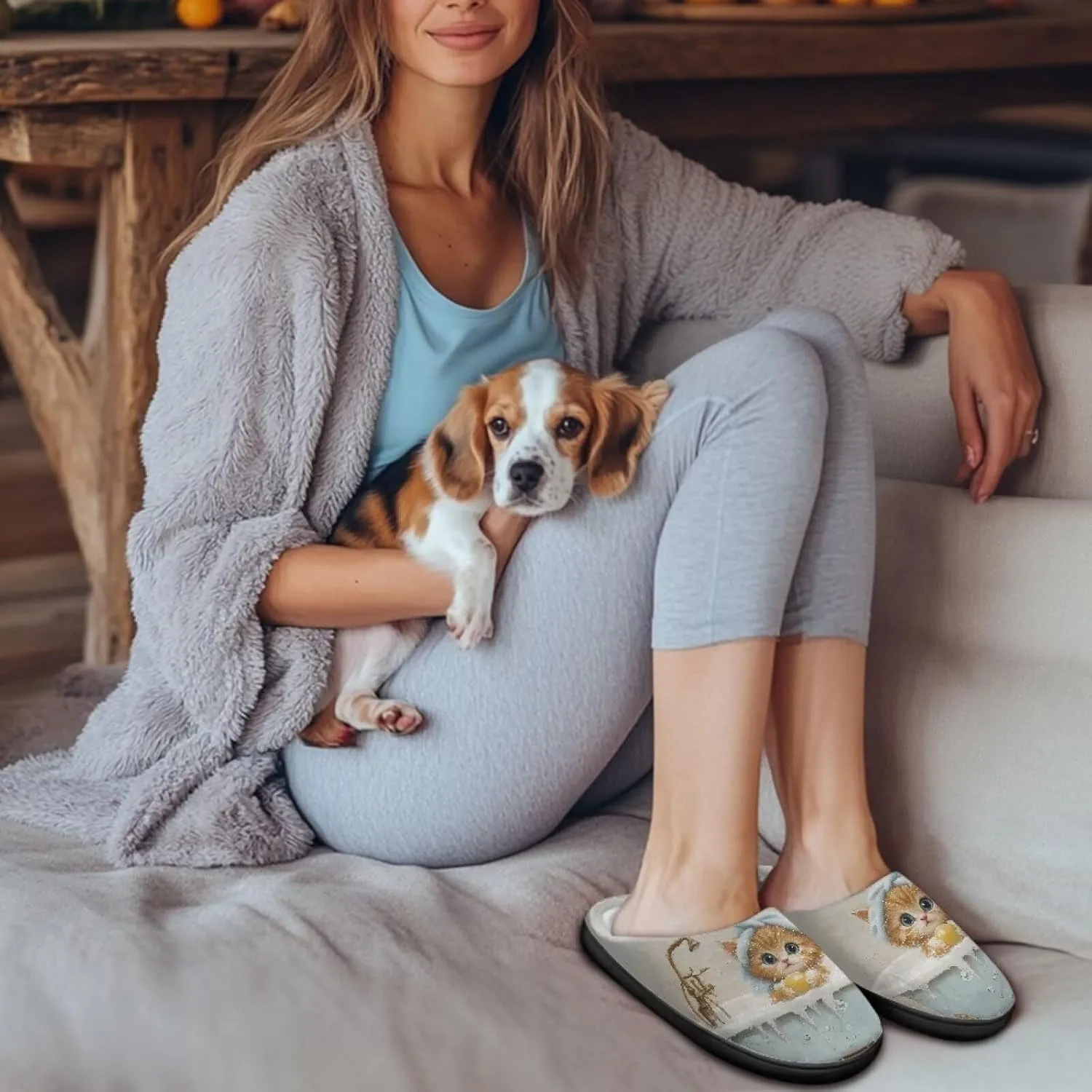Women's Fuzzy Slip On Home Slipper Warm Winter Indoor Outdoor Slipper Cozy Comfort Non-Slip Bedroom Slipper with Flannel Lining US 3-13