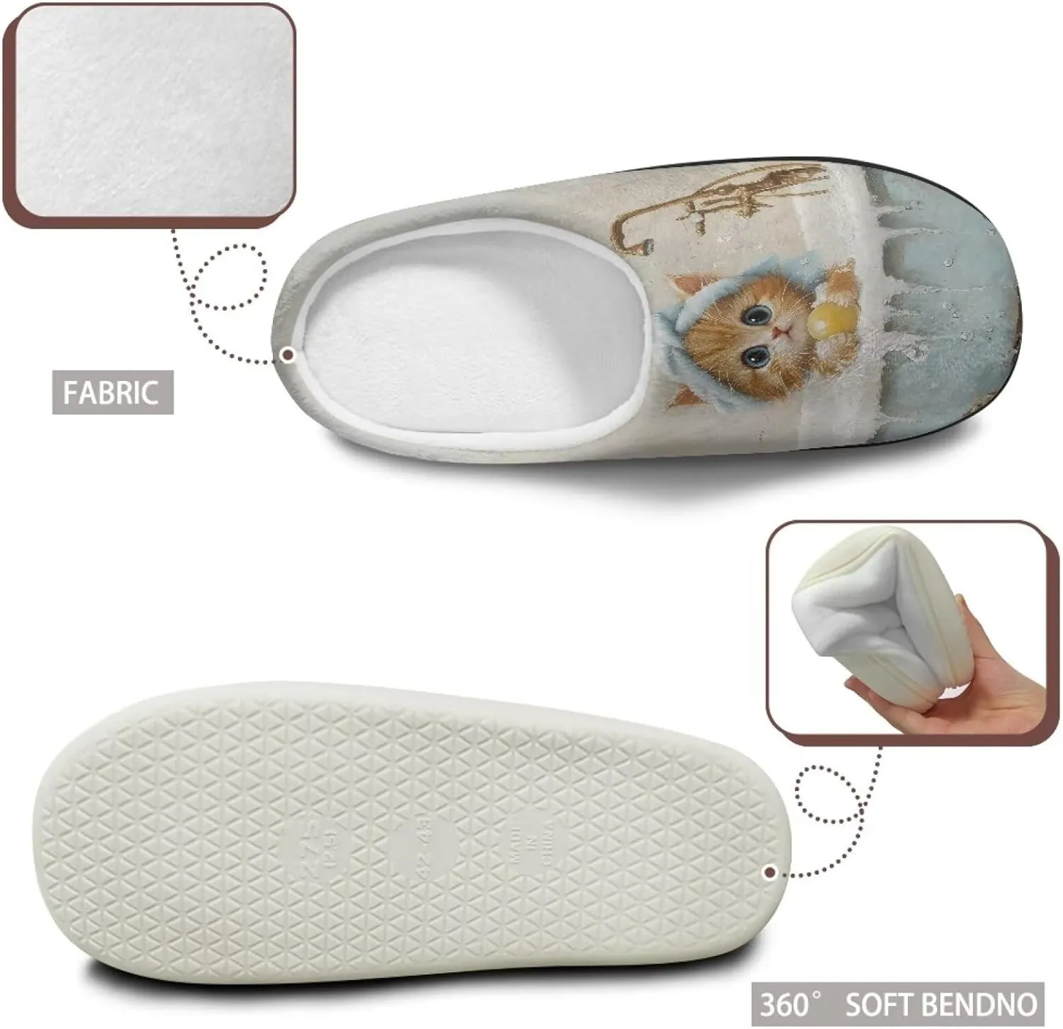 Women's Fuzzy Slip On Home Slipper Warm Winter Indoor Outdoor Slipper Cozy Comfort Non-Slip Bedroom Slipper with Flannel Lining US 3-13