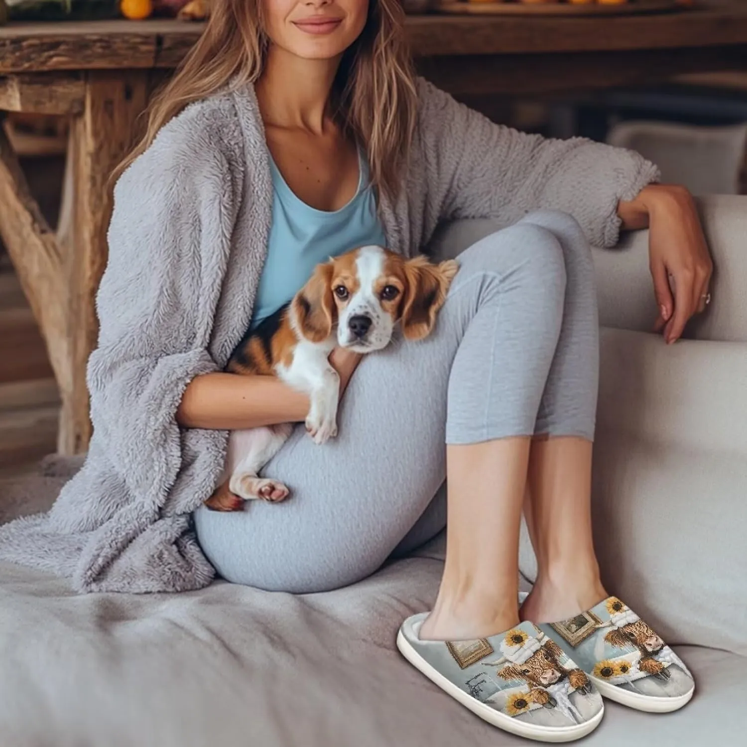 Women's Fuzzy Slip On House Slipper Soft Warm Bedroom Outdoor Shoes Non-Slip Cozy Furry Slipper with Furry Lining for Girls US 3-13 Cozy Furry Slipper with Furry Lining for Girls US 3-13