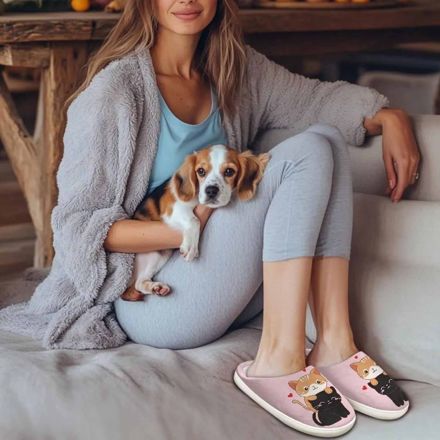 Women's Fuzzy Slip On House Slipper Soft Warm Bedroom Outdoor Shoes Non-Slip Cozy Furry Slipper with Furry Lining for Girls US 3-13 Cozy Furry Slipper with Furry Lining for Girls US 3-13