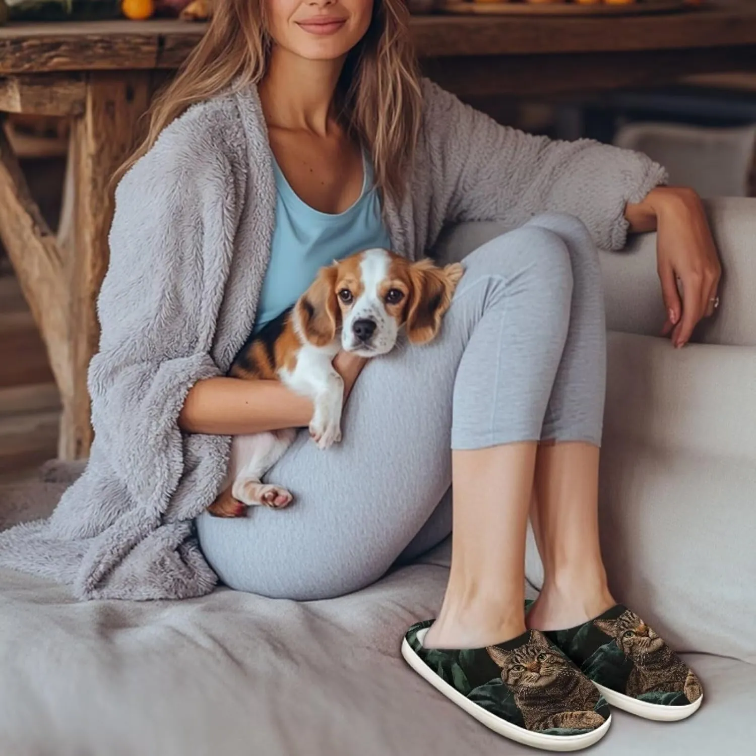 Women's Fuzzy Slip On House Slipper Soft Warm Bedroom Outdoor Shoes Non-Slip Cozy Furry Slipper with Furry Lining for Girls US 3-13 Cozy Furry Slipper with Furry Lining for Girls US 3-13