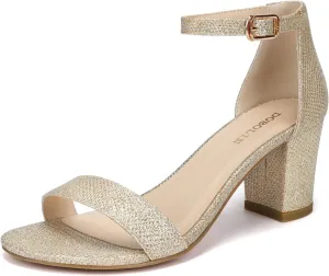 Women's Heeled Sandals Open Toe Ankle Strap 2.5-Inch Chunky Heels Dress Shoes Wide Feet Friendly