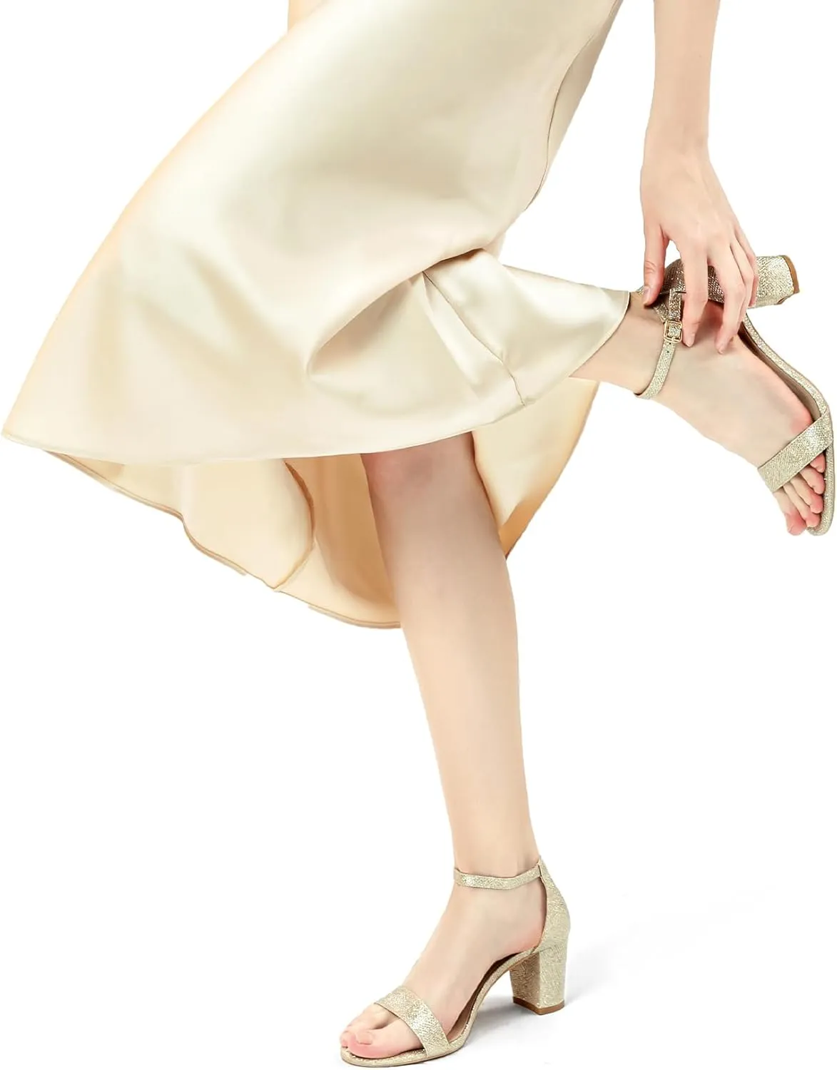 Women's Heeled Sandals Open Toe Ankle Strap 2.5-Inch Chunky Heels Dress Shoes Wide Feet Friendly