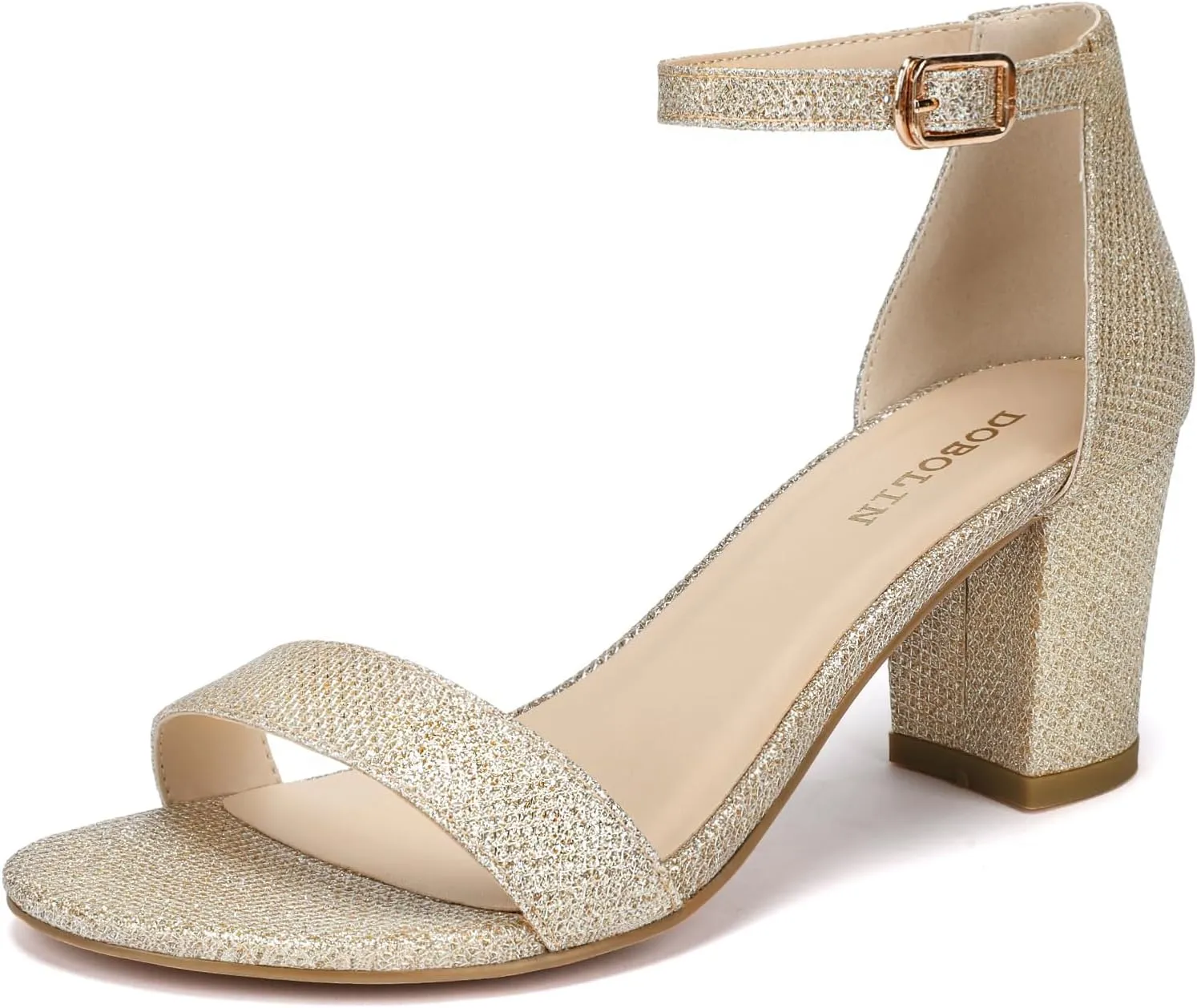 Women's Heeled Sandals Open Toe Ankle Strap 2.5-Inch Chunky Heels Dress Shoes Wide Feet Friendly