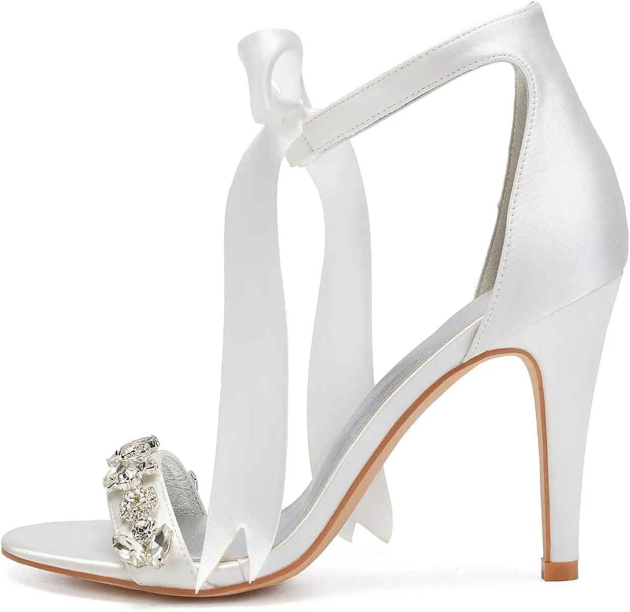 Women's High Heeled Shoes for Women 2025 Ribbon Tie Stiletto Sandals Heels Satin Open Toe Wedding Bridal Pumps for Party Prom