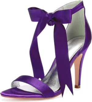 Women's High Heeled Shoes for Women 2025 Ribbon Tie Stiletto Sandals Heels Satin Open Toe Wedding Bridal Pumps for Party Prom