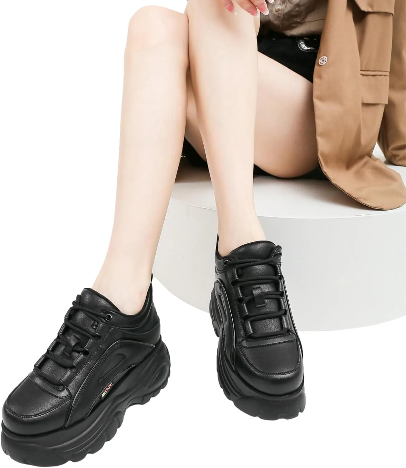 Women's High Platform Chunky Sneakers Lace-up Casual Dad Shoes