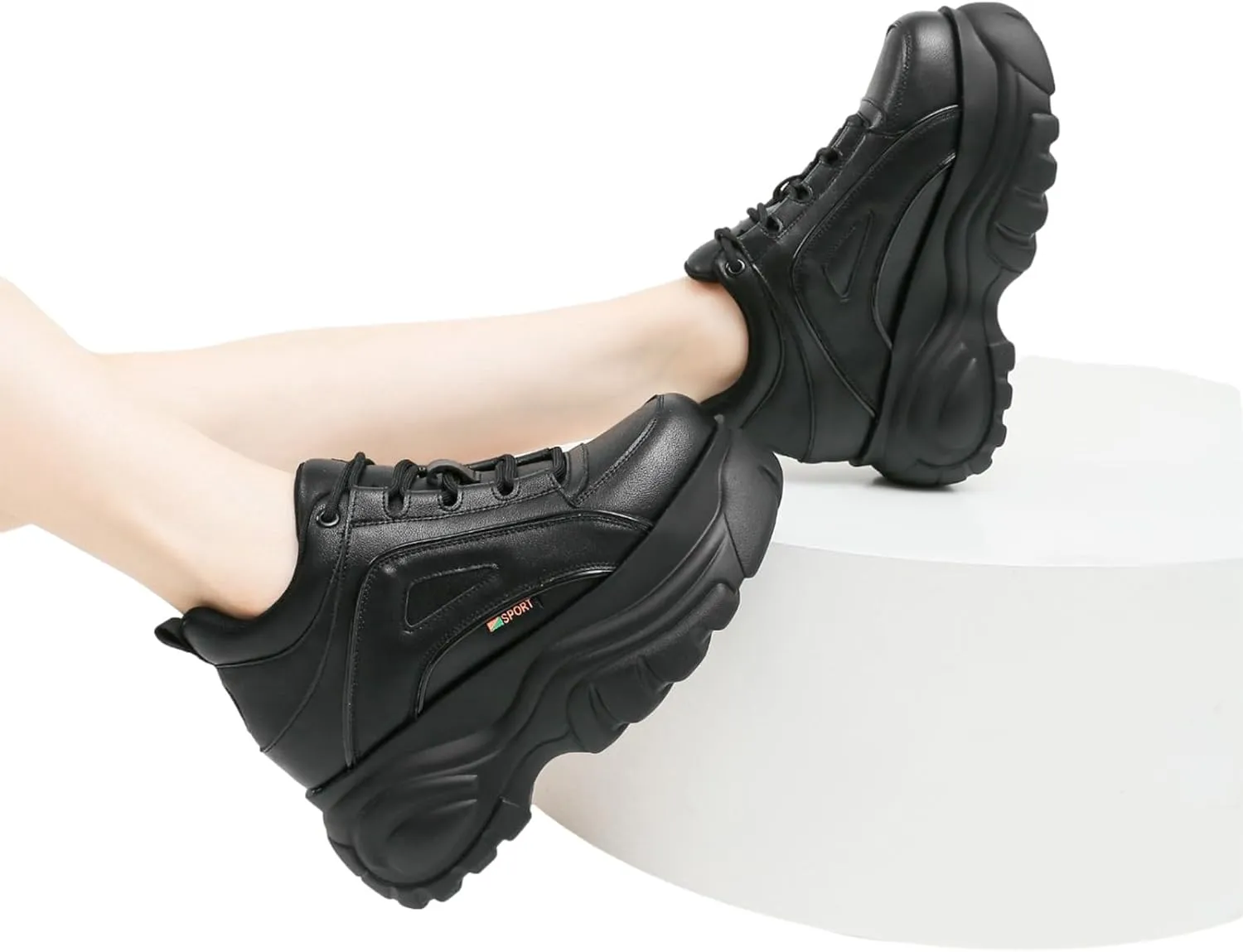 Women's High Platform Chunky Sneakers Lace-up Casual Dad Shoes