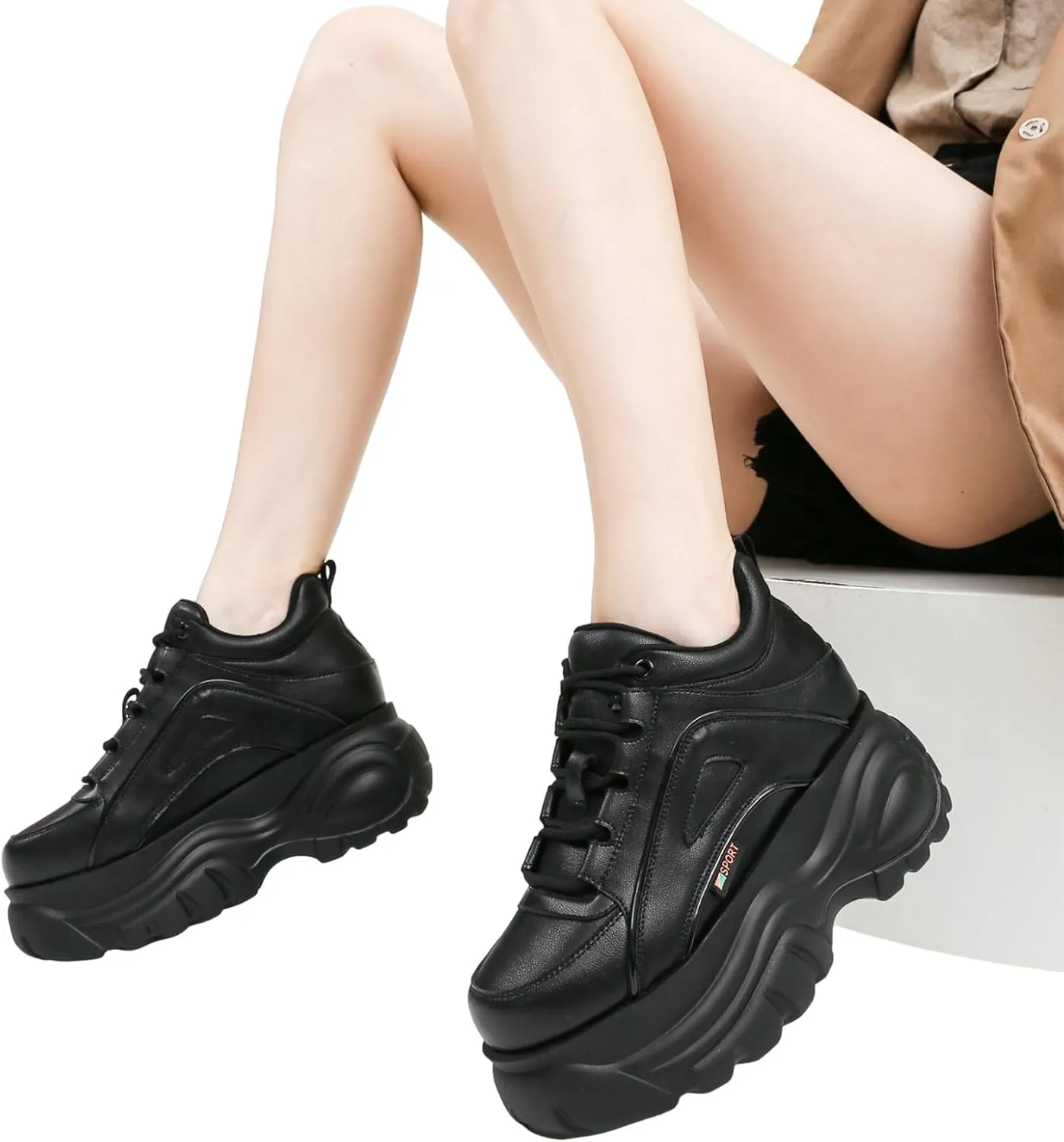 Women's High Platform Chunky Sneakers Lace-up Casual Dad Shoes