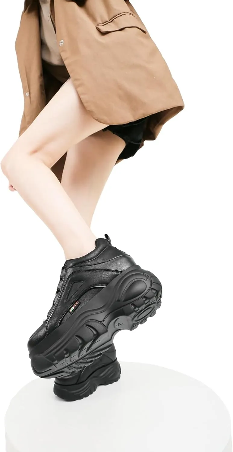 Women's High Platform Chunky Sneakers Lace-up Casual Dad Shoes