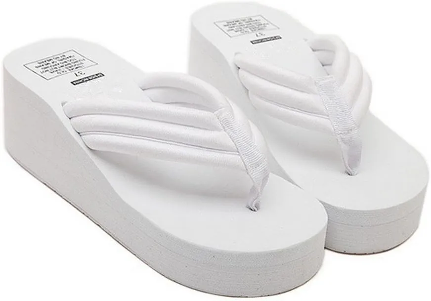 Womens High Wedge Beach Sandals Summer Thong Flip Flops Platform