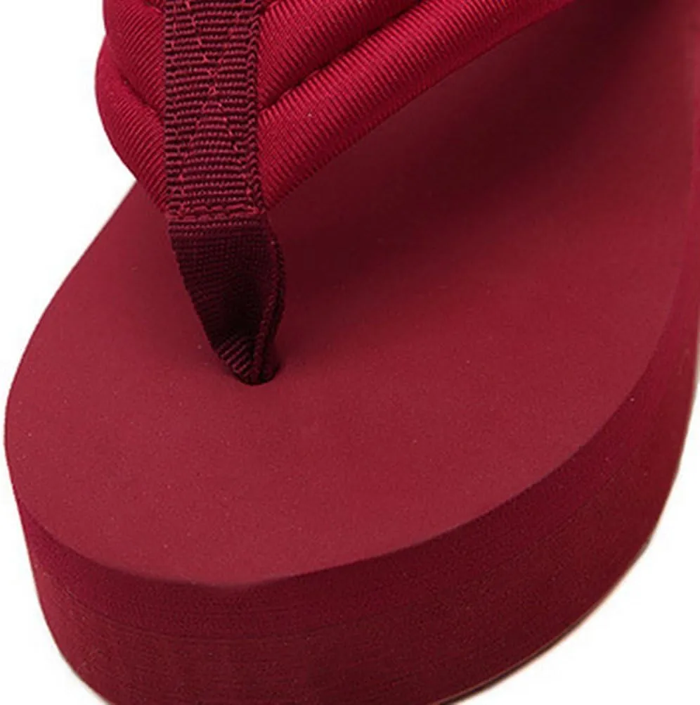 Womens High Wedge Beach Sandals Summer Thong Flip Flops Platform