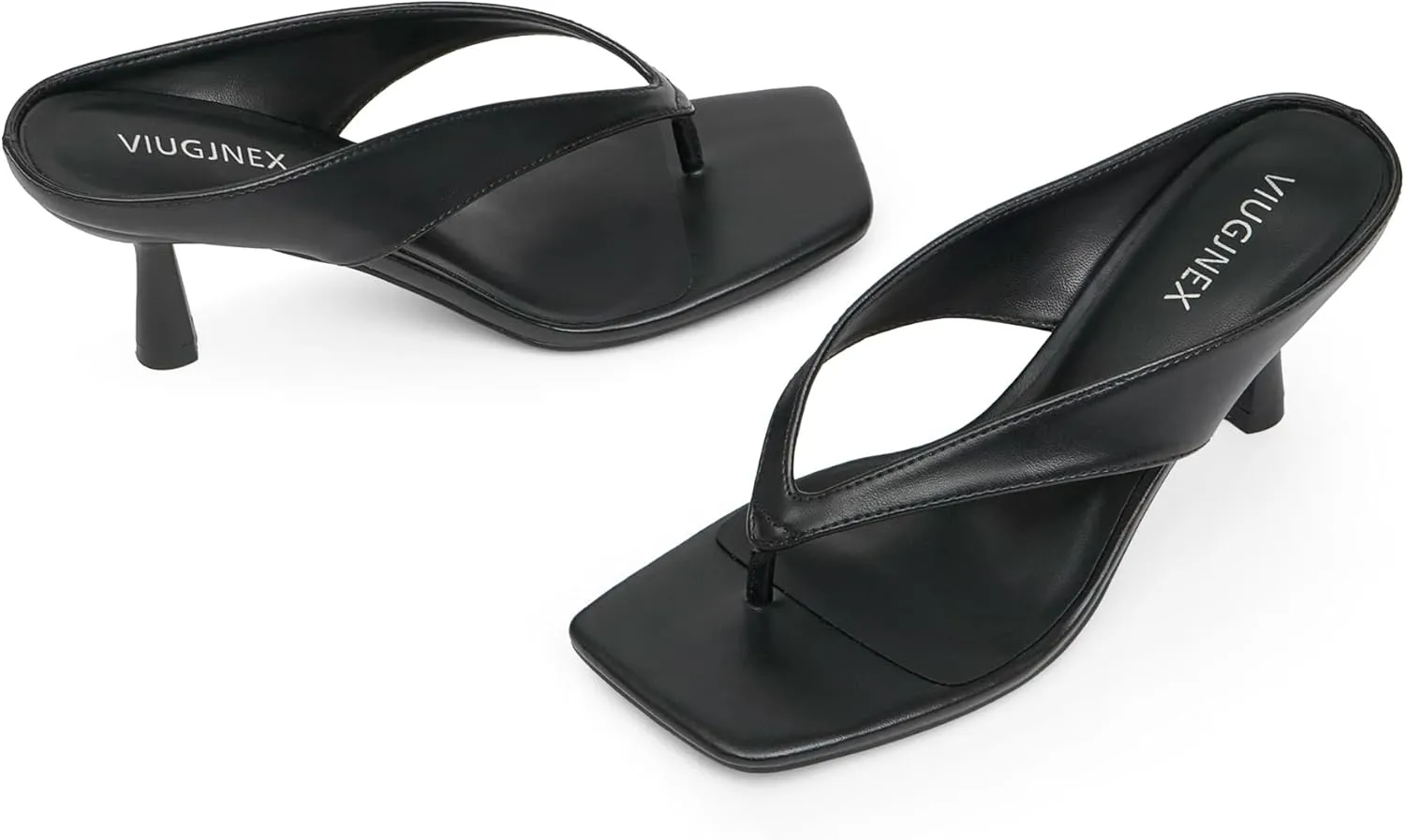 Women’s Kitten Heels Flip Flops Slip On Open Toe Low Heels Thong Square Slide Summer Fashion Party Heeled Dressy Sandals for Women