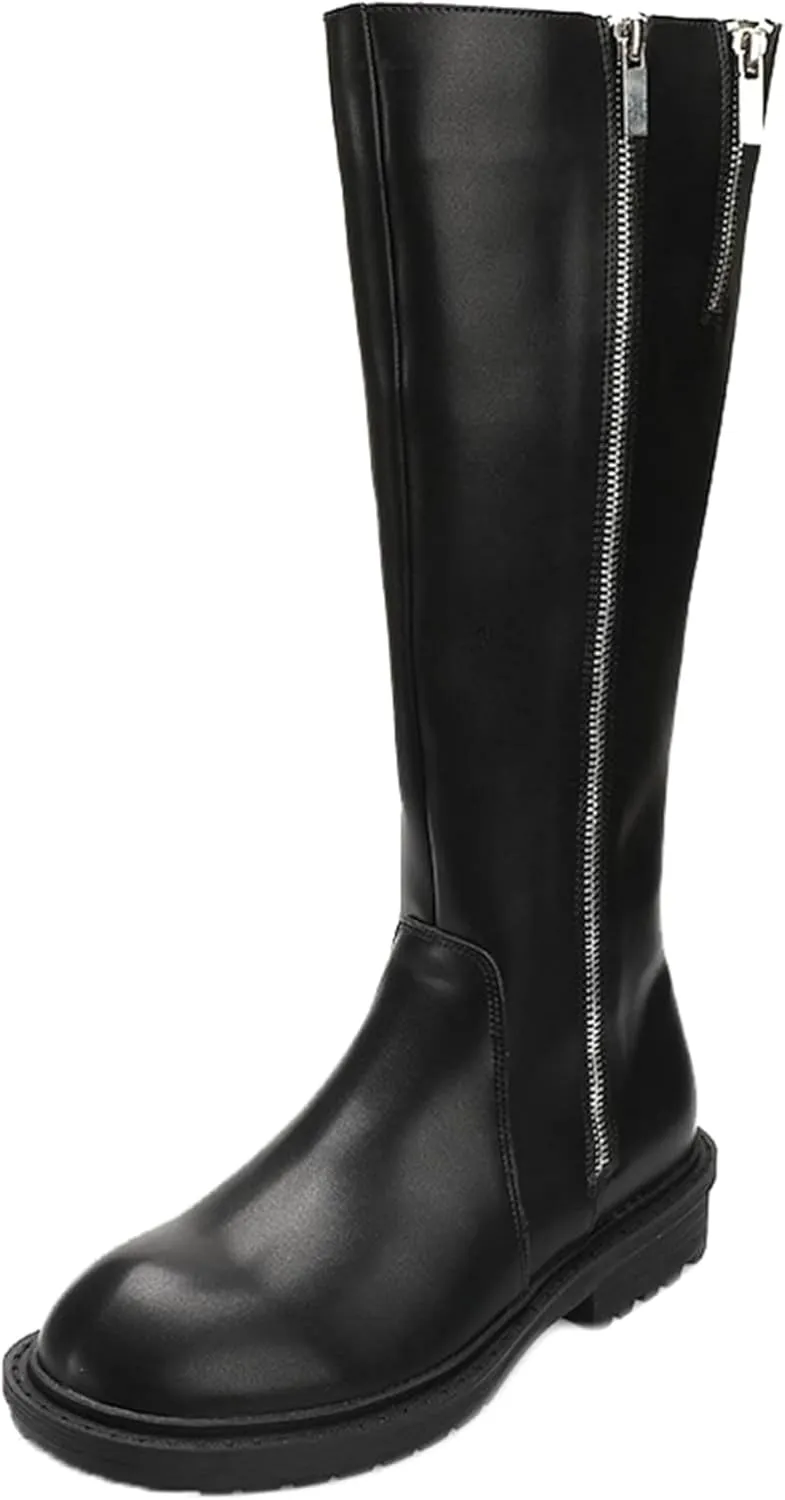 Women's Knee Length Boots, Fashionable and Non Slip Round Toe Boots, Winter Casual Boots, British Knight Boots