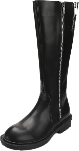 Women's Knee Length Boots, Fashionable and Non Slip Round Toe Boots, Winter Casual Boots, British Knight Boots