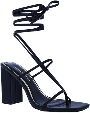 Women's Lace Up Open Toe Chunky High Heel Fashion Sandals