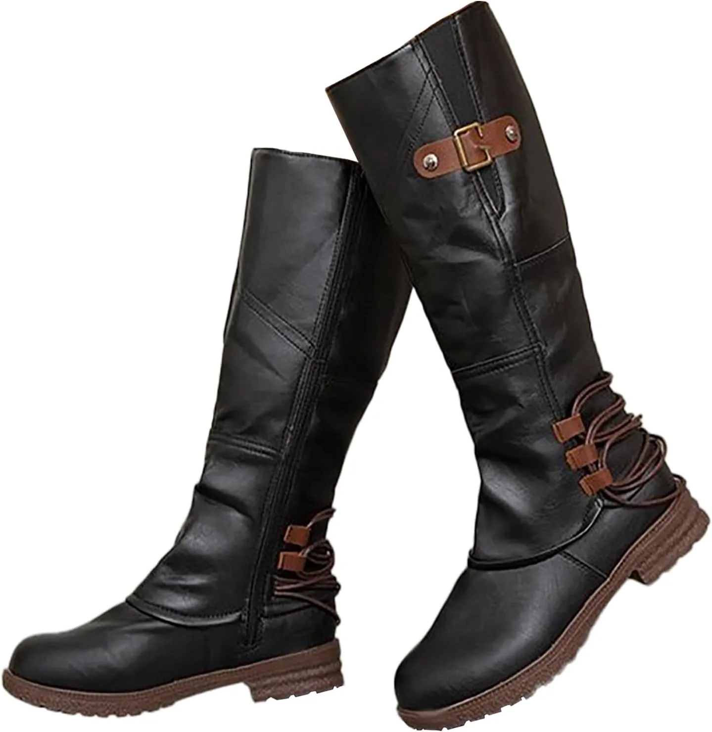 Women's Mid Calf Dress Boots For Women Renaissance Medieval Cosplay Boots Halloween Vintage Stage Pirate Viking Shoes