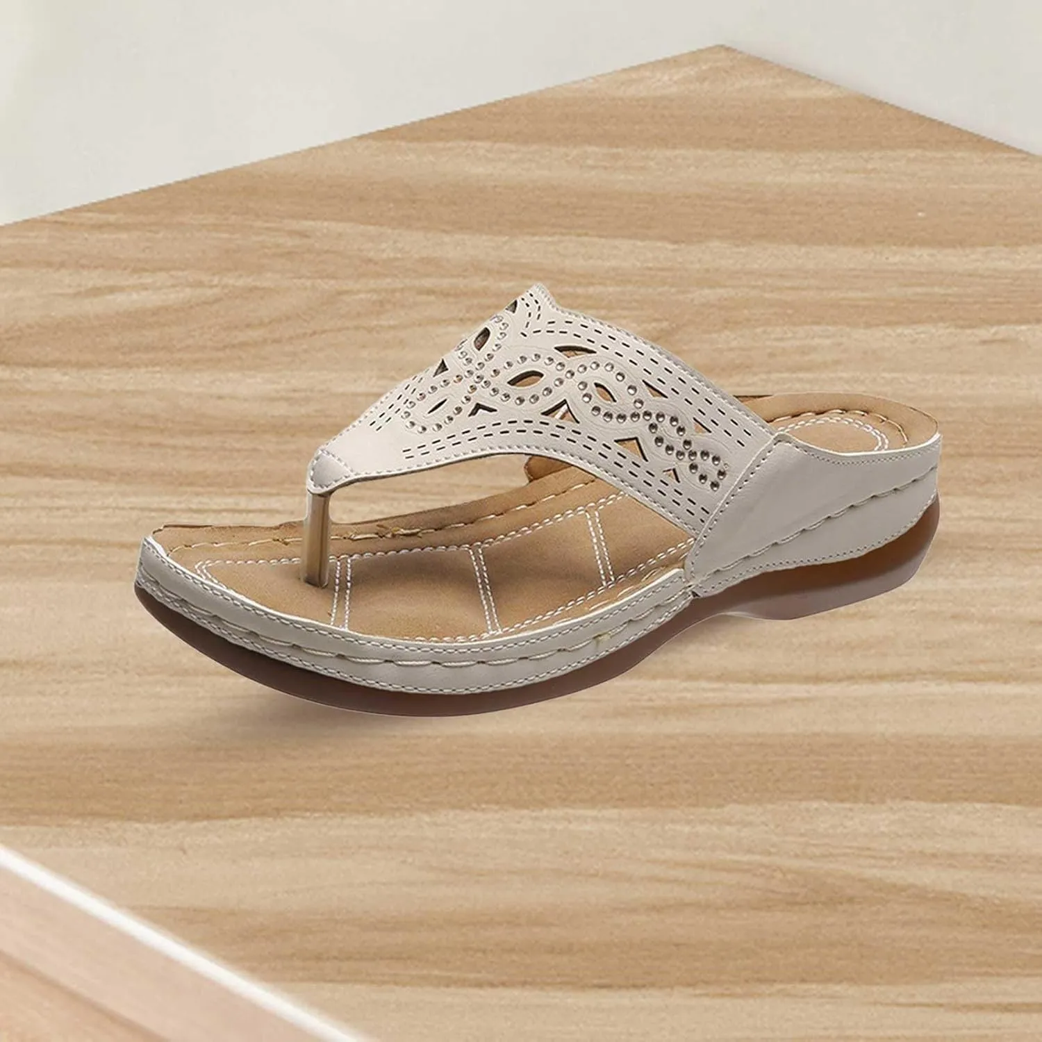 Womens Orthopedic Sandals with Arch Support Wide Width Clip Toe Flip Flops Dressy Wedge Platform Summer Beach Shoes
