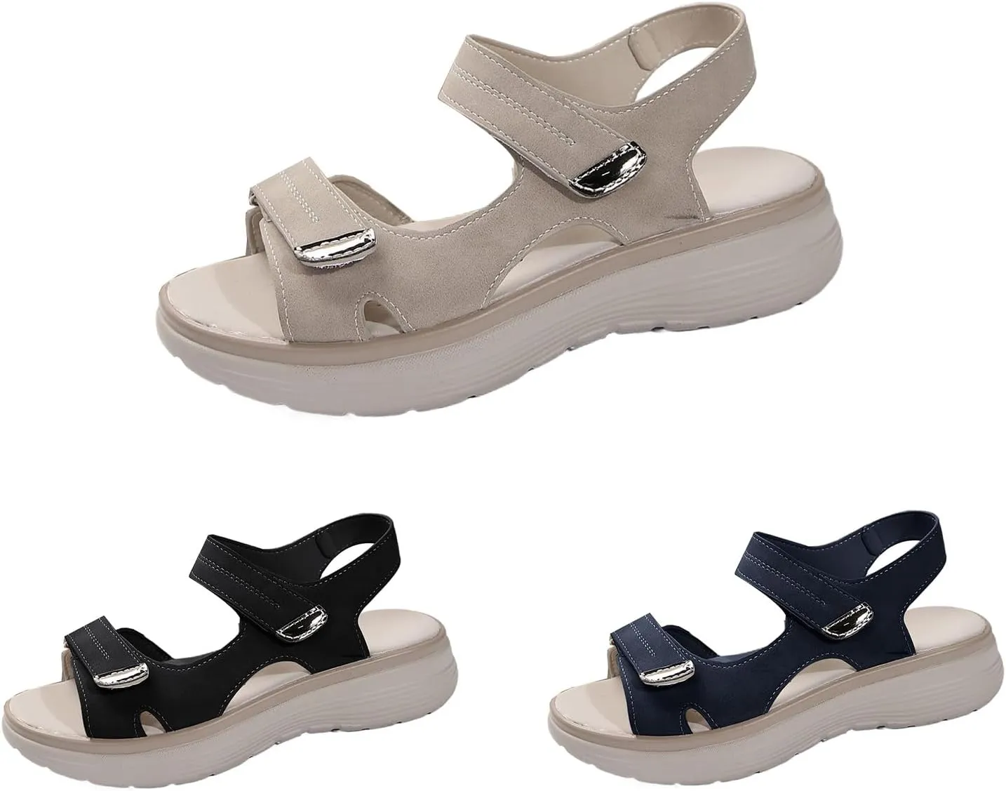 Womens Orthopedic Walking Sandals Open Toe Comfort Beach Flat Slides Sandals with Soft Cushion Foam Ladies Outdoor Sport Athletic Hiking Sandal