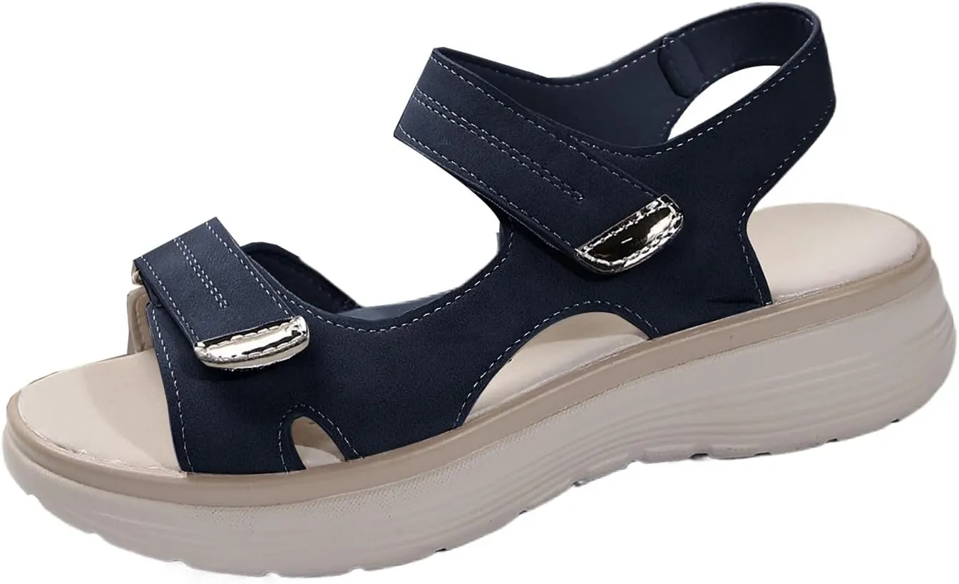Womens Orthopedic Walking Sandals Open Toe Comfort Beach Flat Slides Sandals with Soft Cushion Foam Ladies Outdoor Sport Athletic Hiking Sandal