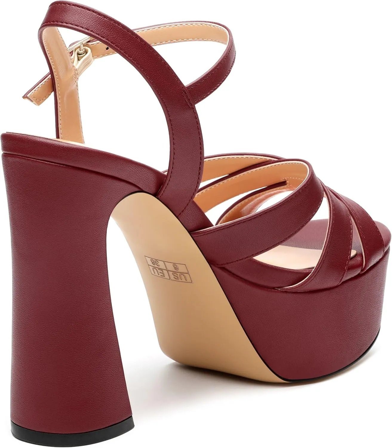 Women's Platform High Heels Sandals Round Open Toe Strappy Pumps Lace Up Dress Party Summer Shoes4.7''