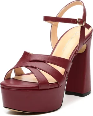 Women's Platform High Heels Sandals Round Open Toe Strappy Pumps Lace Up Dress Party Summer Shoes4.7''