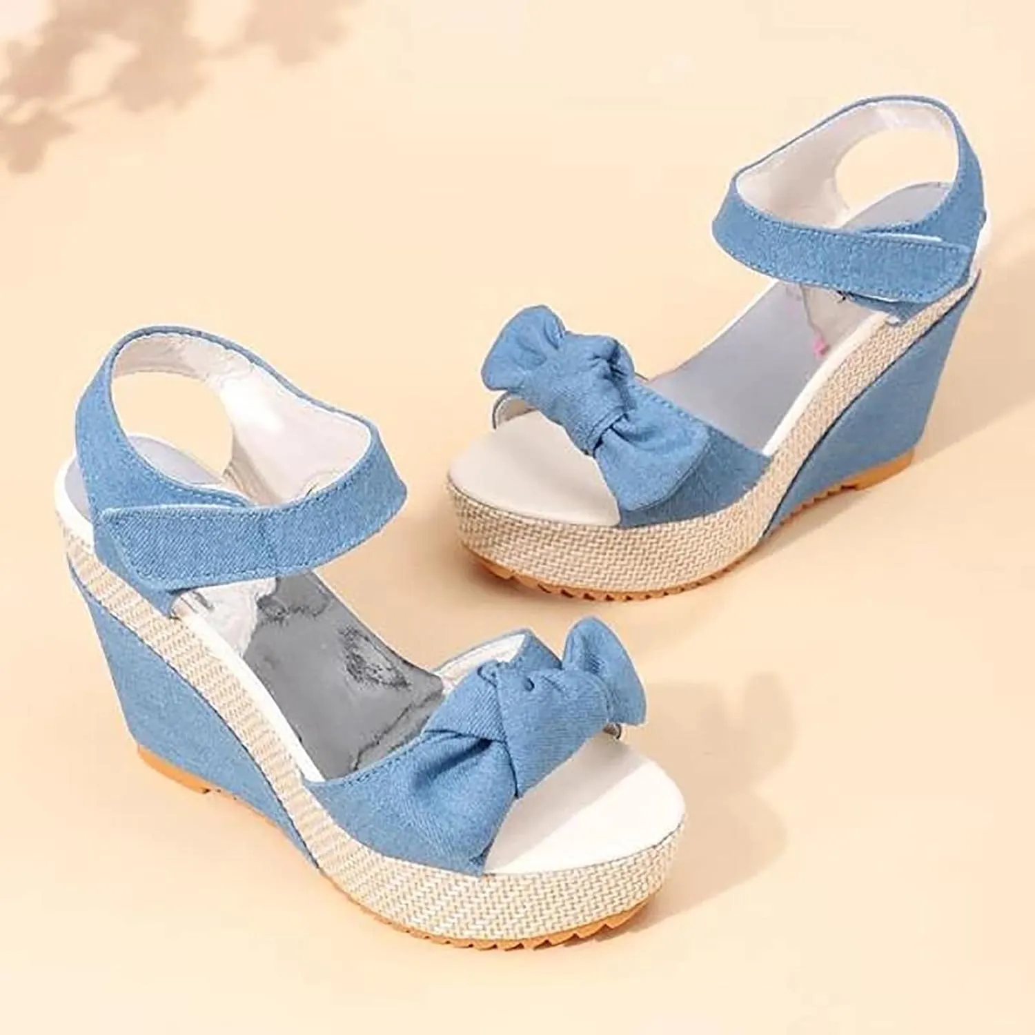 Women's Platform Sandals Wedge Open Toe Ankle Strap Lace Wedding Bridesmaid Shoes Close Toe Casual Bohemia Rhinestone Wide