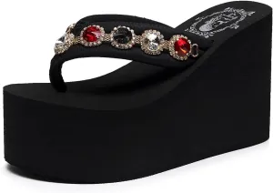 Womens Platform Wedge Flip Flops Chunky High Heel Sandals Summer Beach Thong Heeled Sandal Slippers for Women