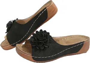 Women's Sandals Flower Hollow out Wedge Sandals Casual Summer Slip on Slippers Open Toe Platform Sandals2