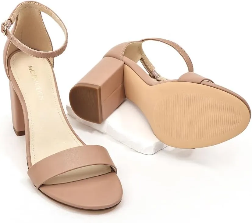 Women's Sandals Open Square Toe Sandals Ankle Strap High Kitten Heels Stilettos Square Open Toe Dressy Sexy Shoes for Women Chic Heeled Sandals