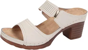 Womens Sandals Platform Chunky Heels Low Block Heeled Sandals Slip On Open Toe Walking Slippers Ladies Elegant Summer All-Match Sandal Outdoor Shoes for Women Dressy