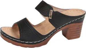 Womens Sandals Platform Chunky Heels Low Block Heeled Sandals Slip On Open Toe Walking Slippers Ladies Elegant Summer All-Match Sandal Outdoor Shoes for Women Dressy