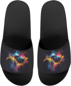 Womens Slide Sandals Single Band Sandals Slippers Open Toe Flat Sandals House Shower Shoes