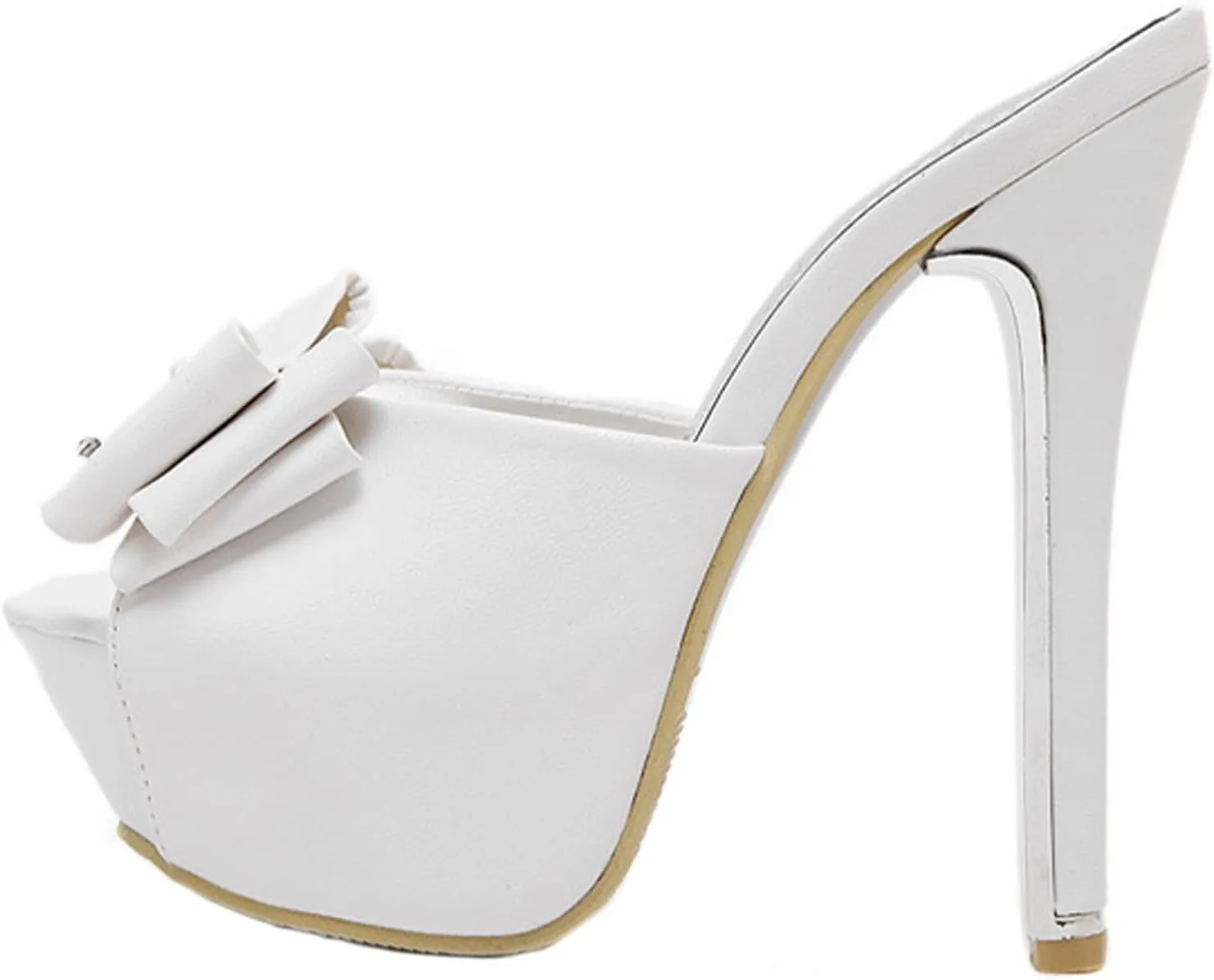 Women's Suede Open Toe Platform Stiletto High Heel Sandals Fashion Bowknot Slip-On Stiletto High Heel Sandals