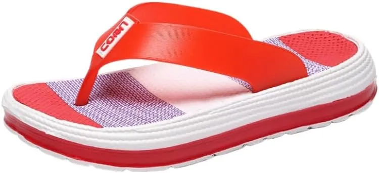 Women's Summer Flip Flops, Soft And Comfortable Thong Sandals, Striped Two-Tone Slippers, Ideal For Beach And Casual Wear