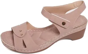 Women's Summer Wedge Sandals,Ankle Strap Hook and Loop Gladiator Flat Sandals Causal Summer Shoes Closed Toe Fisherman Sandals