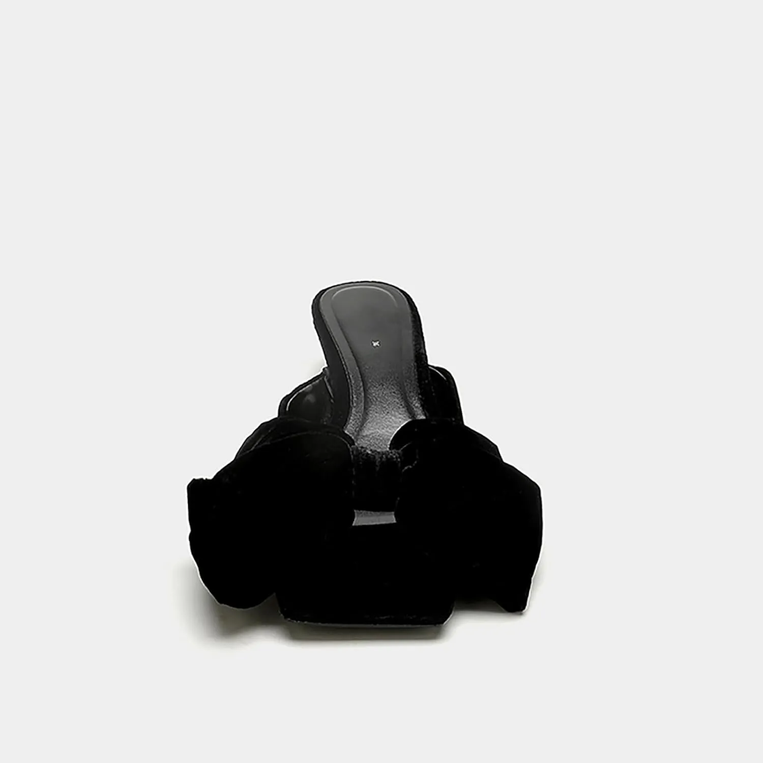 Women's velvet Bow kitten heel Slides Sandals Fashion Comfortable Square Open Toe Slip On Low stiletto Dress mules slippers for Daily Work Wedding Party