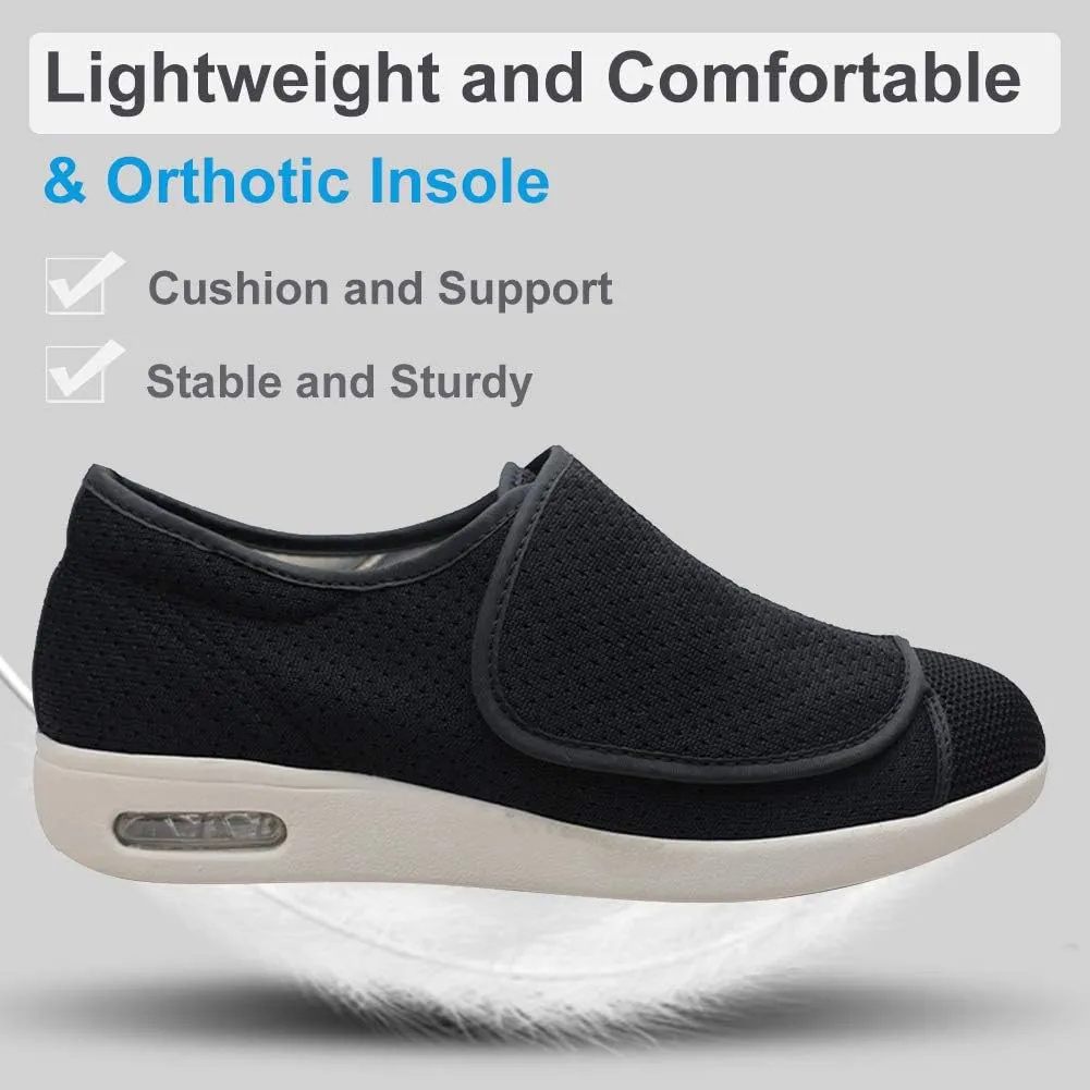 Women's Walking Shoes with Arch Support, Adjustable Closure Diabetic Shoes, Extra Wide Widths Orthopedic Walking Sneakers Diabetic Fasciitis Bunions for Foot Pain Relief