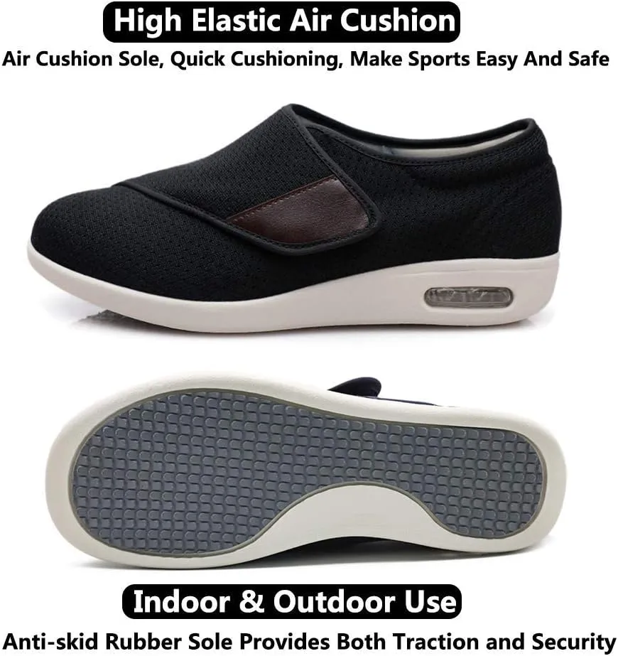 Women's Walking Shoes with Arch Support, Diabetic Shoes Adjustable Closure, Extra Wide Widths Orthopedic Walking Sneakers Diabetic Bunions for Extra Cushioning and Pain Relief Black
