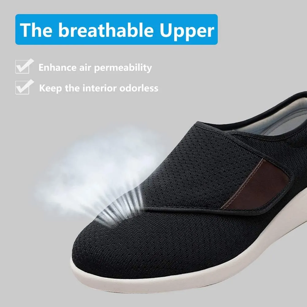 Women's Walking Shoes with Arch Support, Diabetic Shoes Adjustable Closure, Extra Wide Widths Orthopedic Walking Sneakers Diabetic Bunions for Extra Cushioning and Pain Relief Black