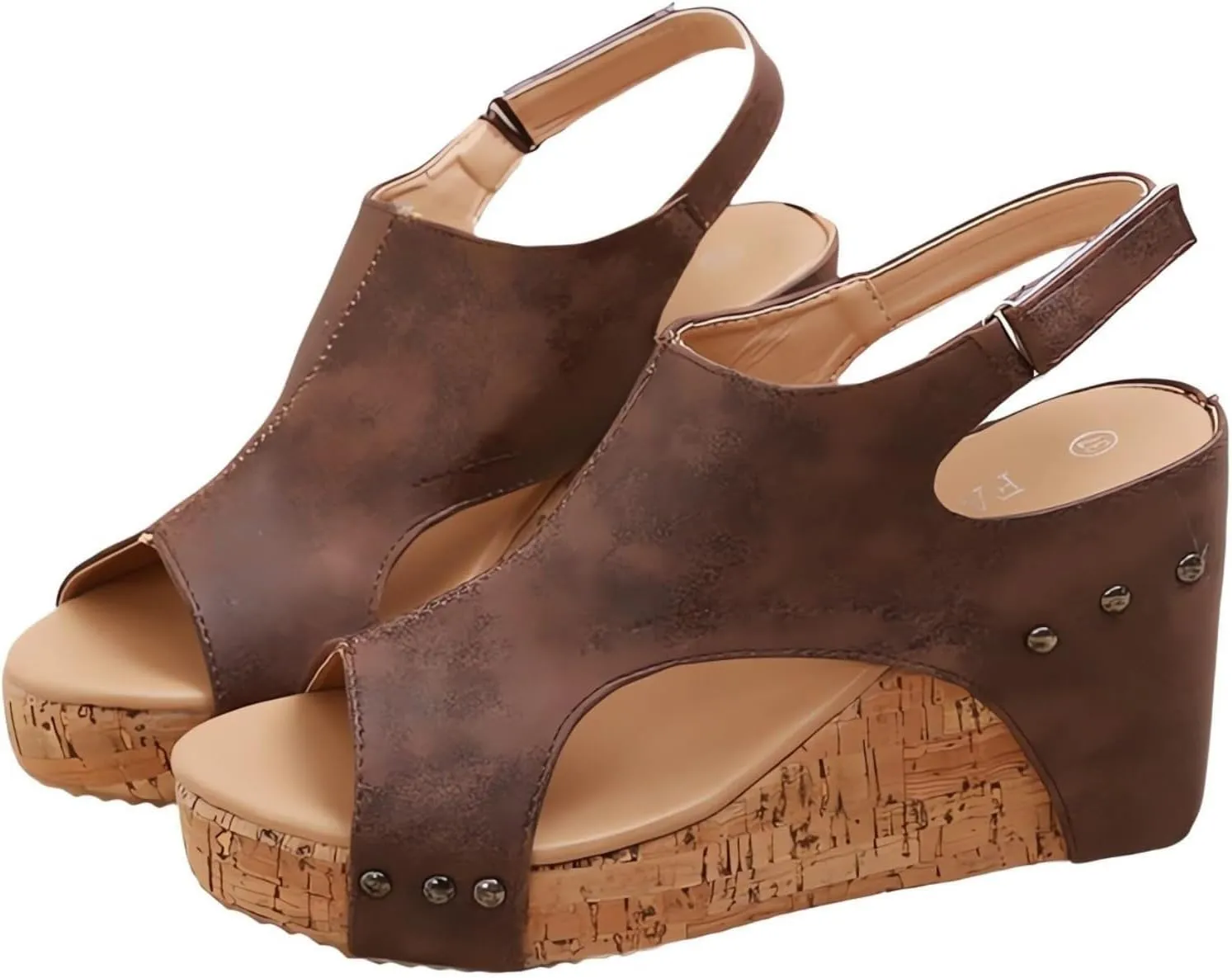 Women's Wedge Sandals With Buckle Ankle Strap for Dressy Summer Casual Flat-Bottomed Platform Wedges Sandal Slip On Peep Toe Slingback Wedding Beach Walking Shoes