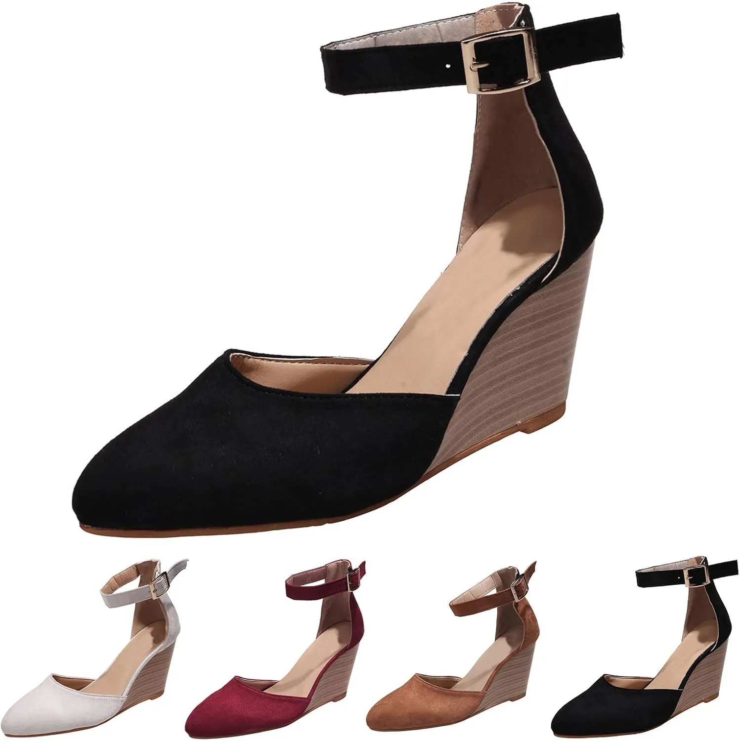 Womens Wedge Shoes Closed Toe Ankle Strap Espadrilles Dressy Casual High Heels Comfortable Platform Sandals