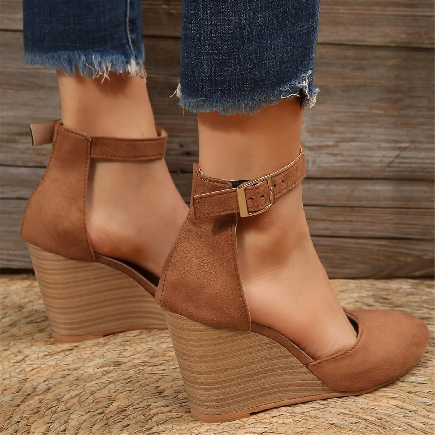 Womens Wedge Shoes Closed Toe Ankle Strap Espadrilles Dressy Casual High Heels Comfortable Platform Sandals