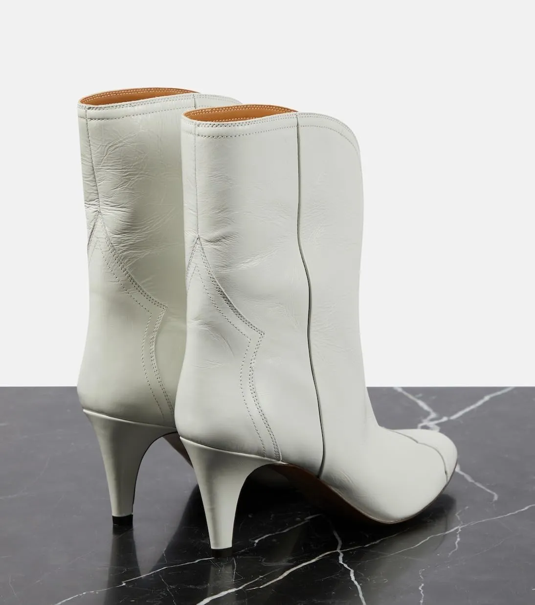 Women's Western Cowgirl Cowboy Ankle Boots Pointed Toe kitten heels Boots Pull On Mid Calf Leather Booties Tapered Heel Short Low Heel Booties 3 Inches