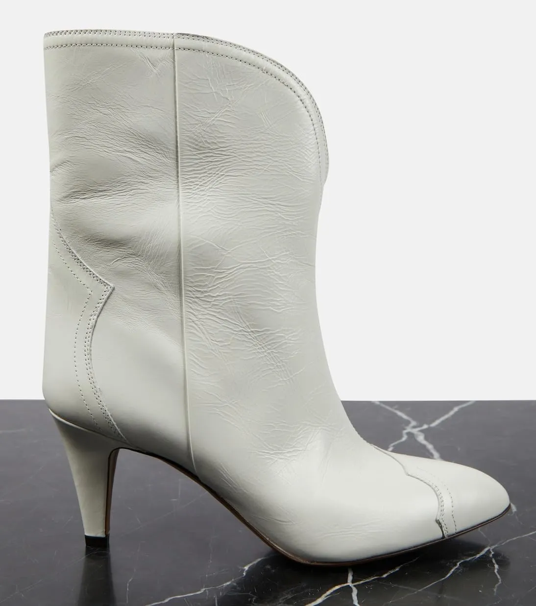 Women's Western Cowgirl Cowboy Ankle Boots Pointed Toe kitten heels Boots Pull On Mid Calf Leather Booties Tapered Heel Short Low Heel Booties 3 Inches