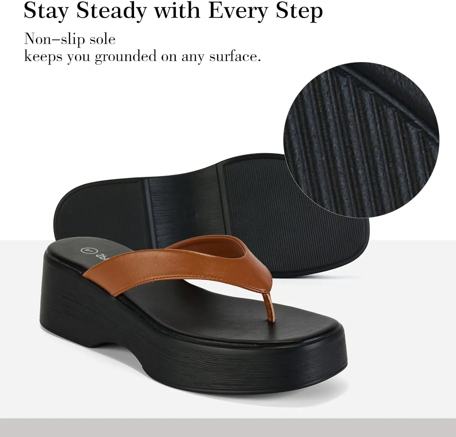 Yavero Women's Platform Flip Flop Sandals Comfortable Wedge Thong Sandals with Square Toe, Casual Summer Sandals