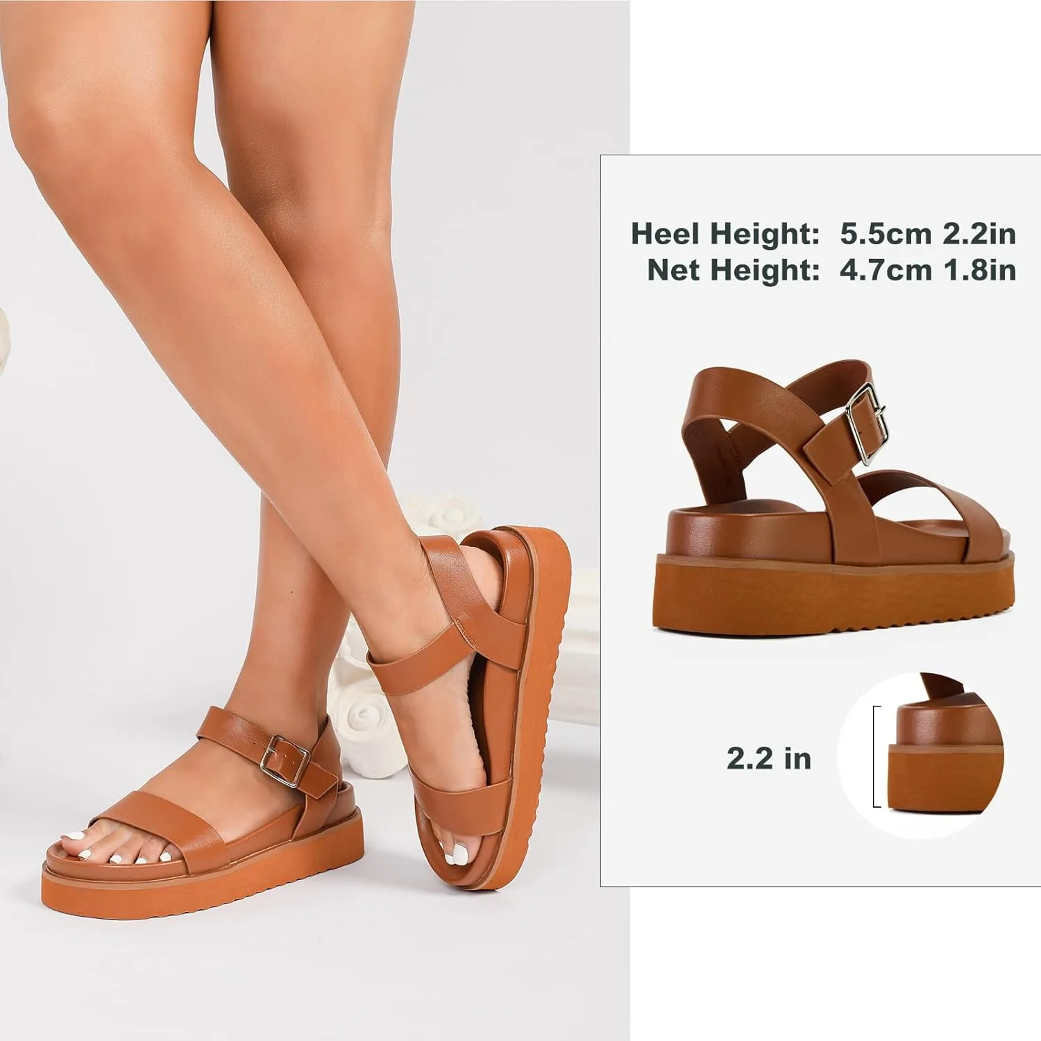 Yavero Womens Platform Sandals Open Toe Summer Sandals Low Wedge Sandals