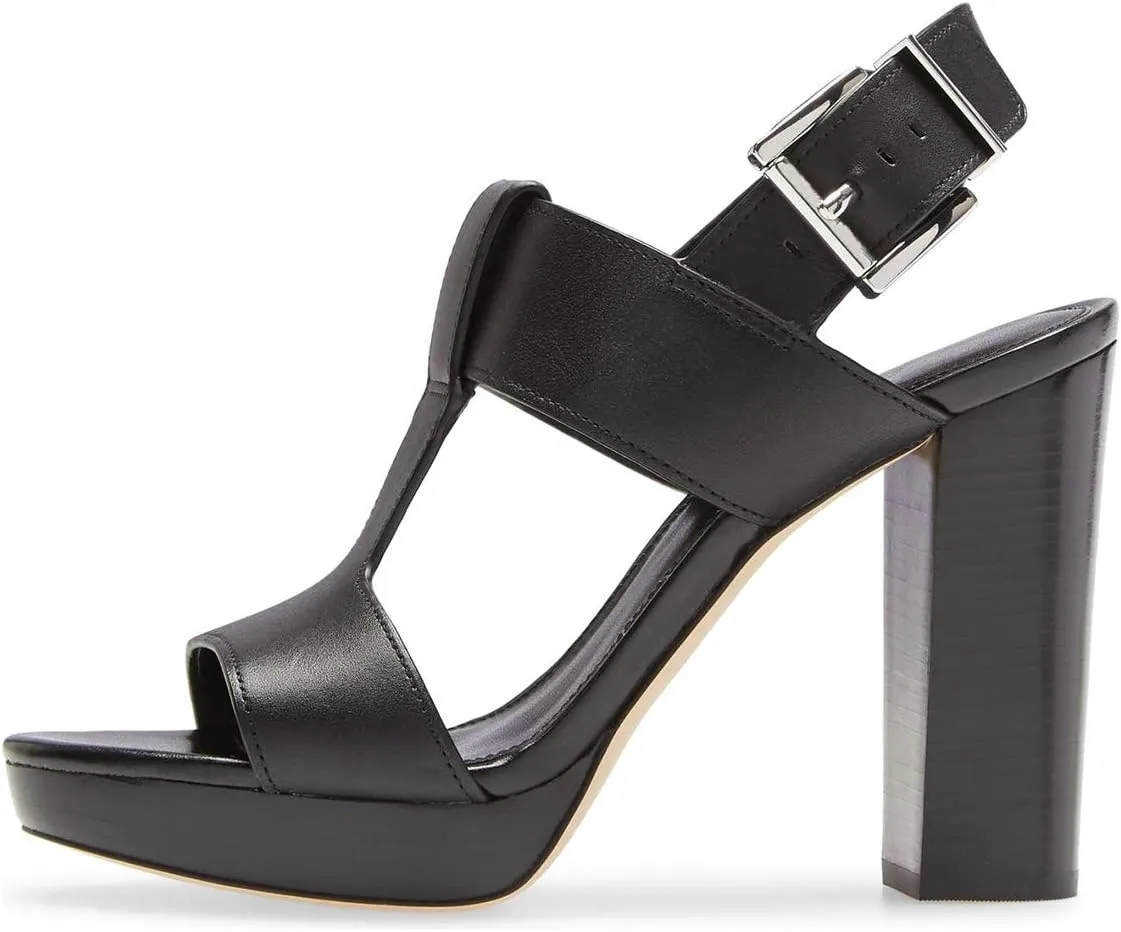 YDN Women T-Strap Stacked Chunky High Heel Ankle Strap Platform Sandals Open Toe Slingback Buckled Dress Summer Office Party Shoes