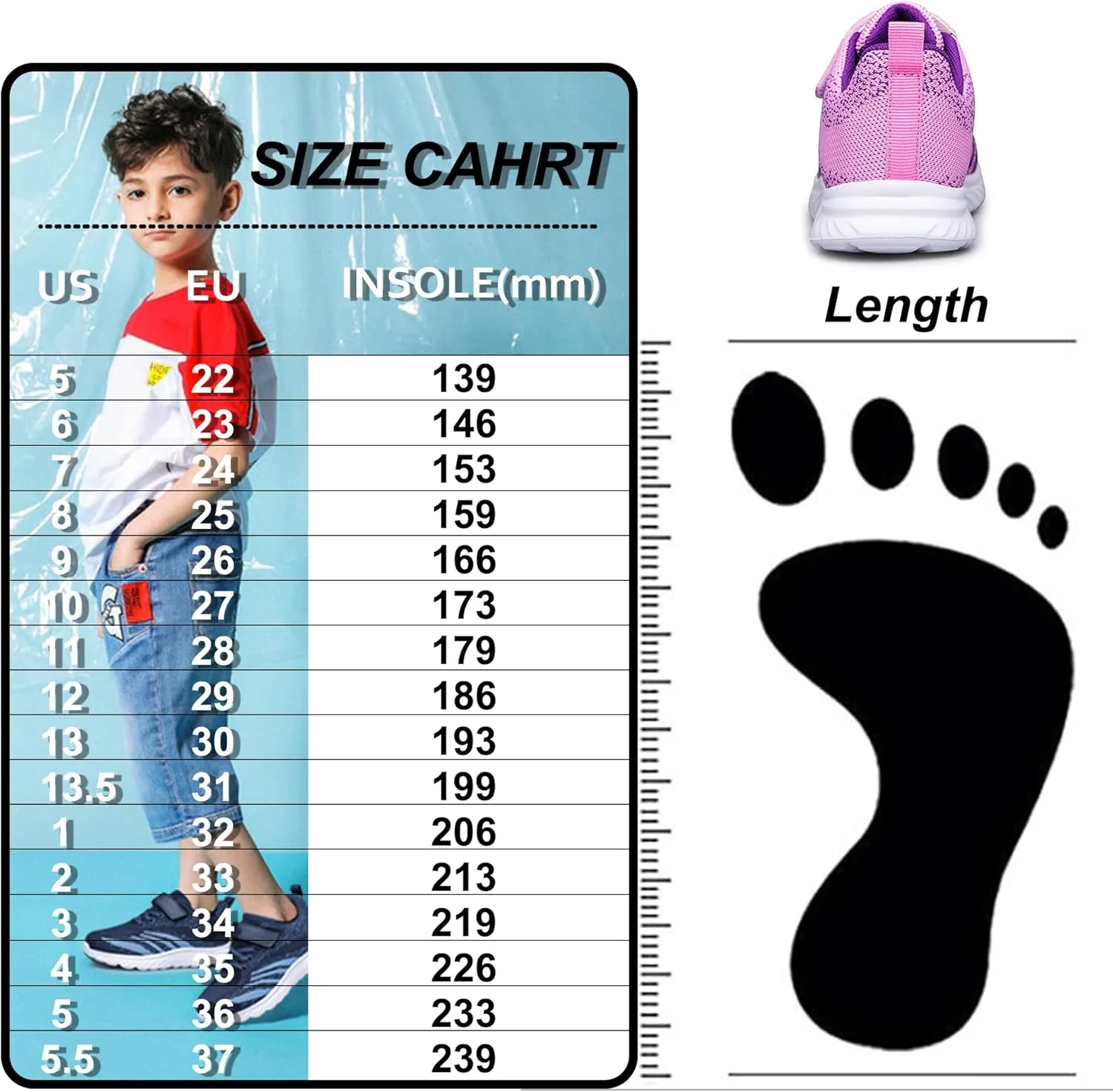 YHOON Boys Girls Sneakers Kids Sports Running Walking Shoes for Toddler/Little Kid/Big Kid
