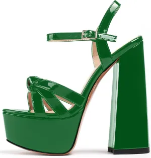 YODEKS Womens Platform Block Chunk Heel Sandals Open Toe Bow Tie Platform Wedges Sandals Ankle Strap Dress Shoes